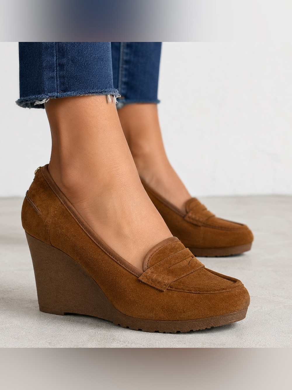 MICHAEL Michael Kors Chestnut Suede Wedge Loafers